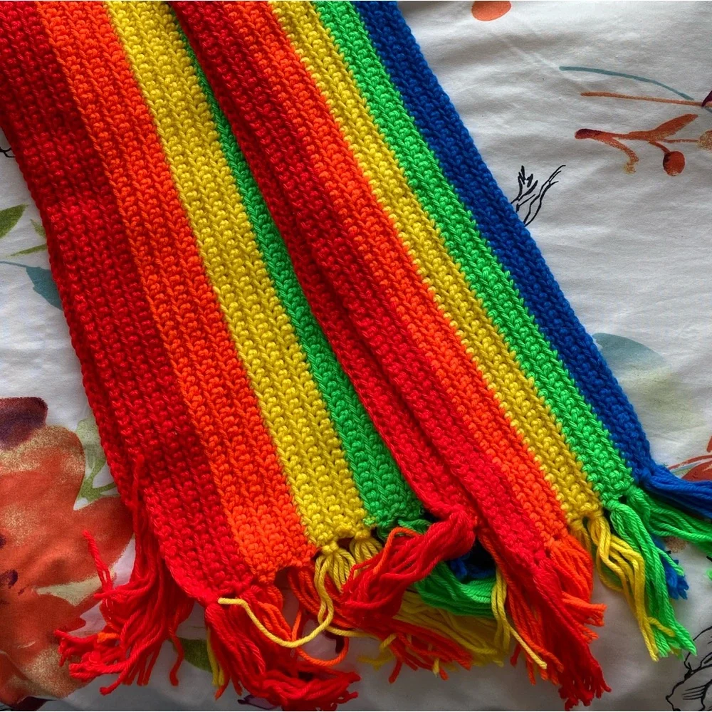 Handmade Long Crocheted Rainbow Scarves (two!)